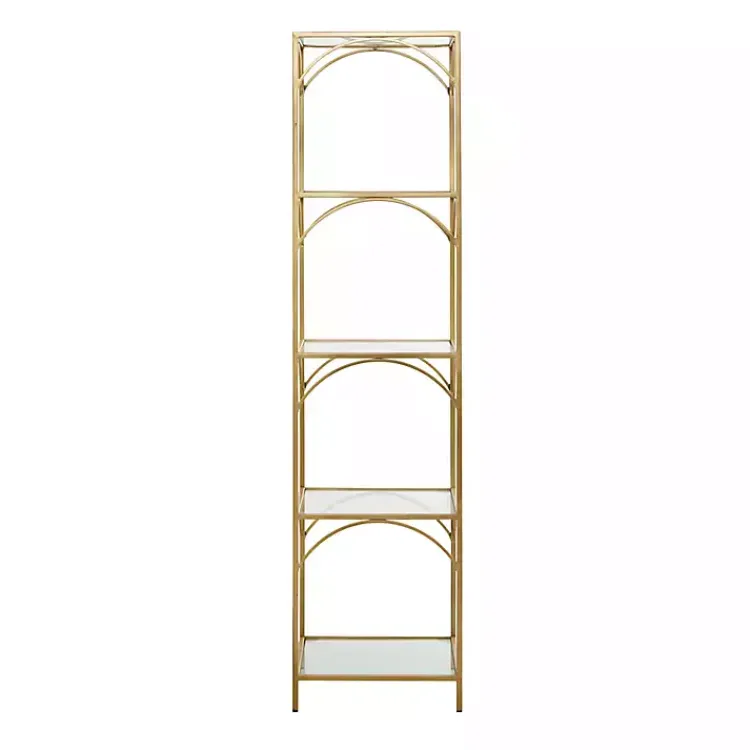 Kirklands Home Metal and Clear Glass 4-Tier Shelf Gold Clearance