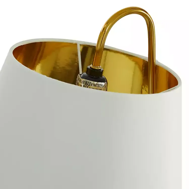 Kirklands Home Gold Metal and Faux Silk Shade Table Lamp White New