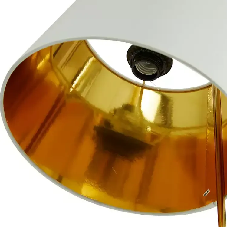 Kirklands Home Gold Metal and Faux Silk Shade Table Lamp White New