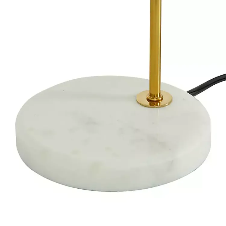 Kirklands Home Gold Metal and Faux Silk Shade Table Lamp White New