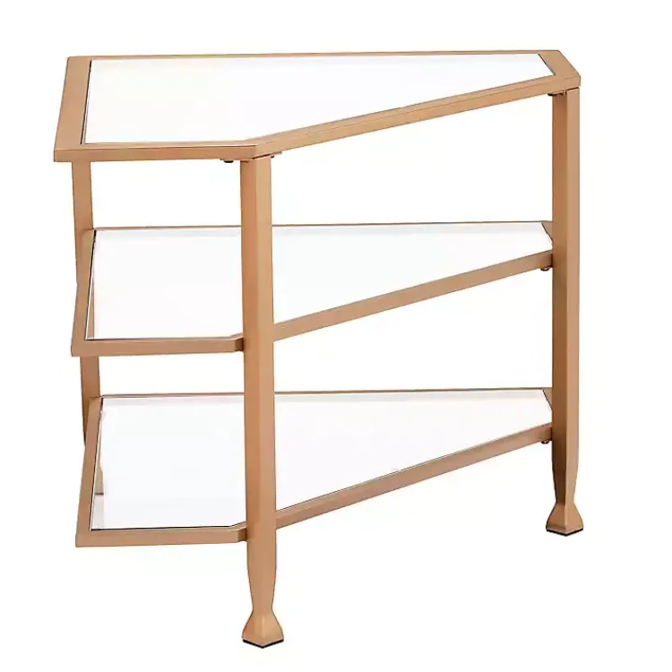 Kirklands Home Metal and Glass Corner TV Stand Gold Hot