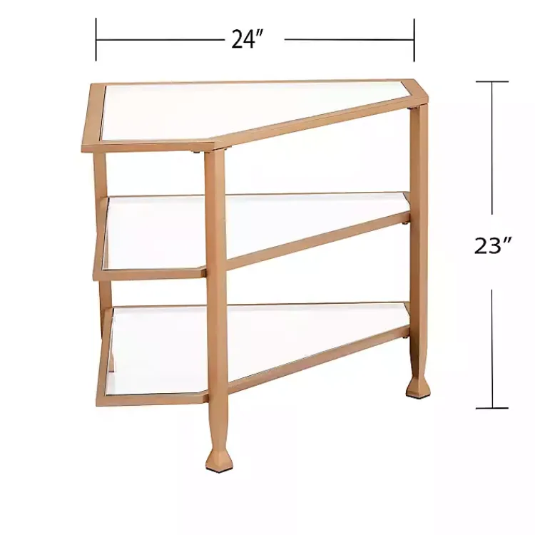 Kirklands Home Metal and Glass Corner TV Stand Gold Hot