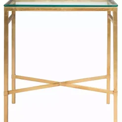 Kirklands Home Gold Metal and Glass Side Table