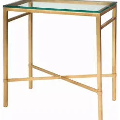 Kirklands Home Gold Metal and Glass Side Table