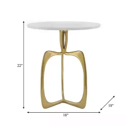 Kirklands Home Gold Metal and Marble Modern Abstract Accent Table White Online