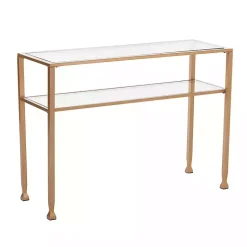 Kirklands Home Metal and Tempered Glass Console Table Gold
