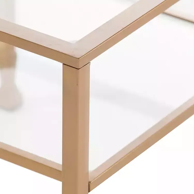 Kirklands Home Metal and Tempered Glass Side Table Gold Hot