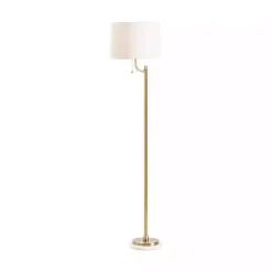 Kirklands Home Gold Metal and Marble Base Floor Lamp White Clearance