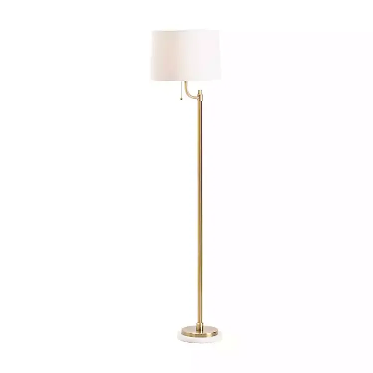 Kirklands Home Gold Metal and Marble Base Floor Lamp White Clearance