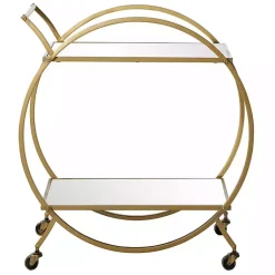 Kirklands Home Gold Metal Circular Bar Cart New