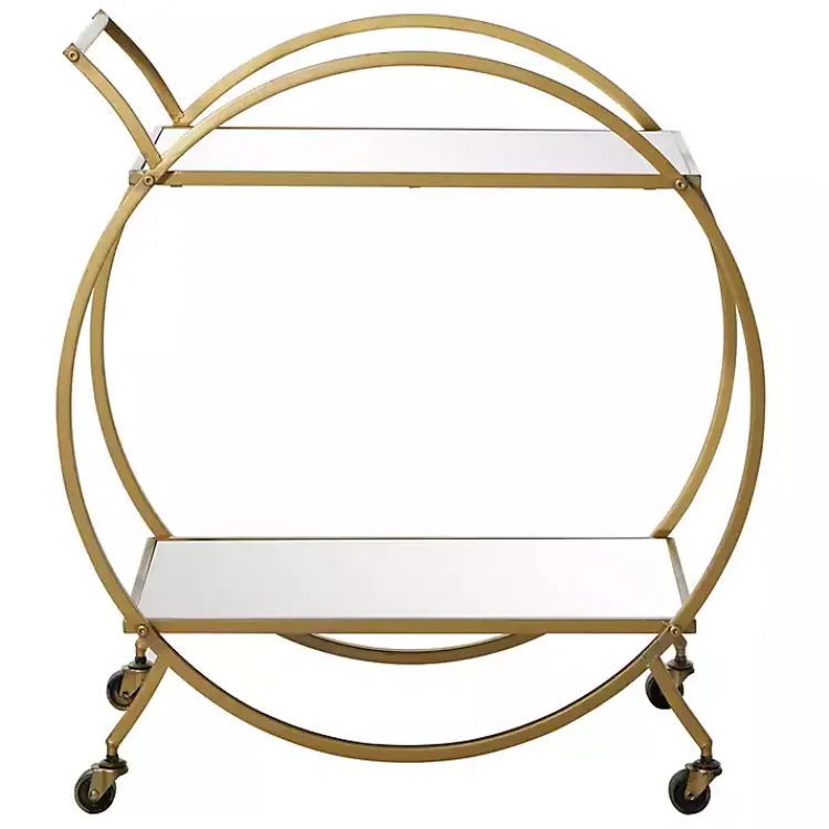 Kirklands Home Gold Metal Circular Bar Cart New