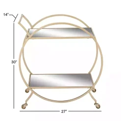 Kirklands Home Gold Metal Circular Bar Cart New