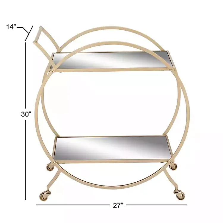 Kirklands Home Gold Metal Circular Bar Cart New