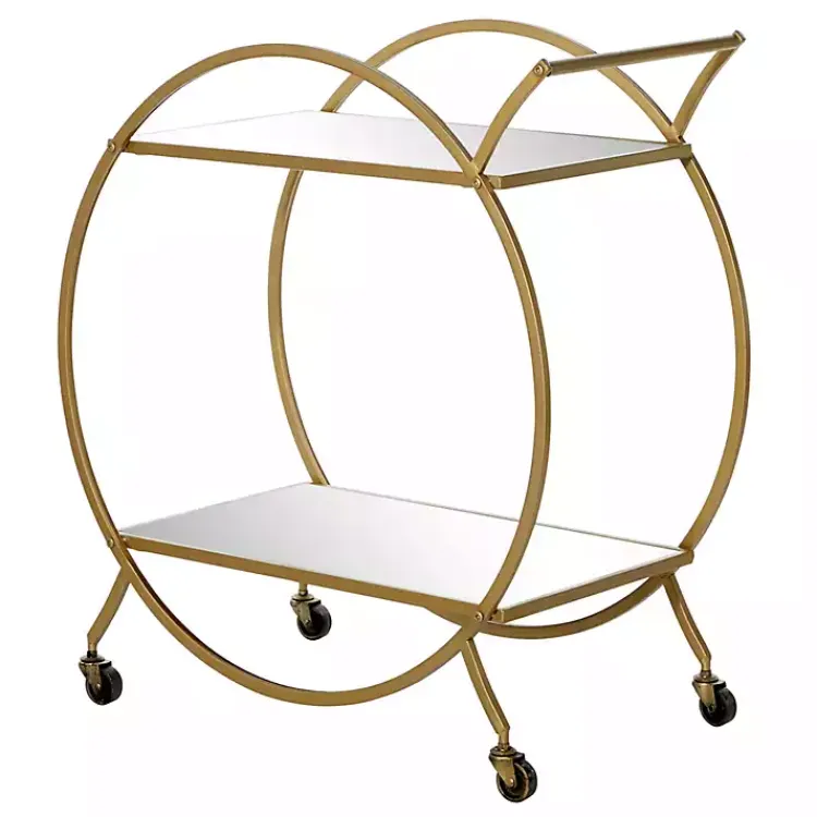 Kirklands Home Gold Metal Circular Bar Cart New