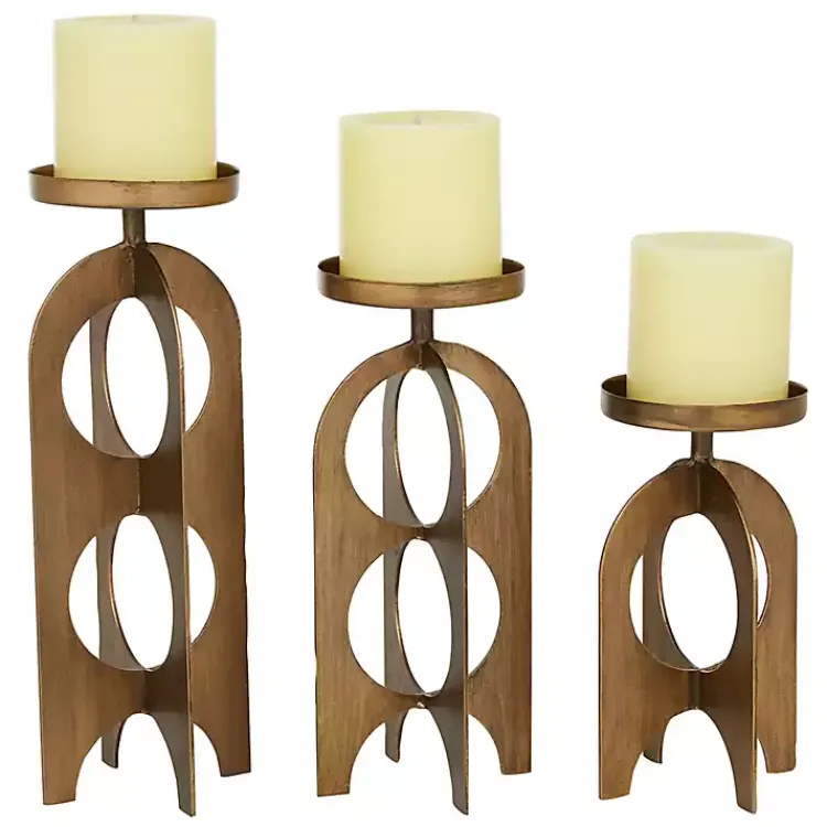 Candle Holders>Kirklands Home Metal Cutout Candle Holders, Set of 3 Gold