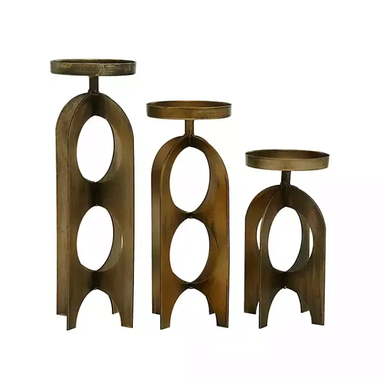 Candle Holders>Kirklands Home Metal Cutout Candle Holders, Set of 3 Gold