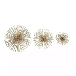 Kirklands Home Metal Disc Starburst Wall Plaques, Set of 3 Gold Best