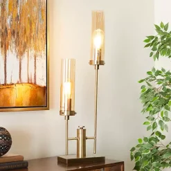 Kirklands Home Metal Double Stem Table Lamp Gold Clearance