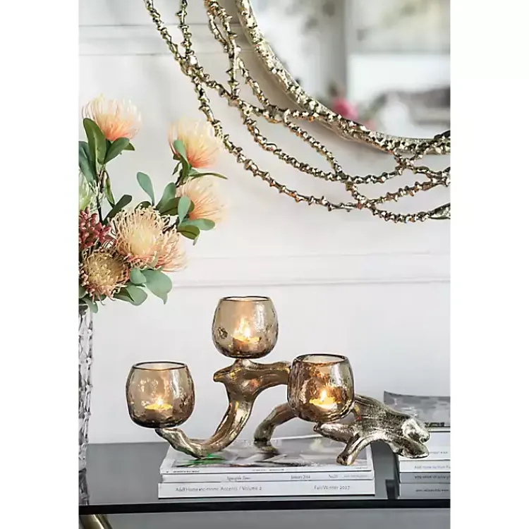 Candle Holders>Kirklands Home Metal Driftwood Votive Candle Holder Gold