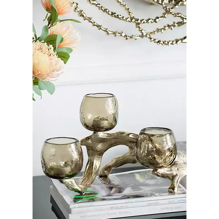 Candle Holders>Kirklands Home Metal Driftwood Votive Candle Holder Gold