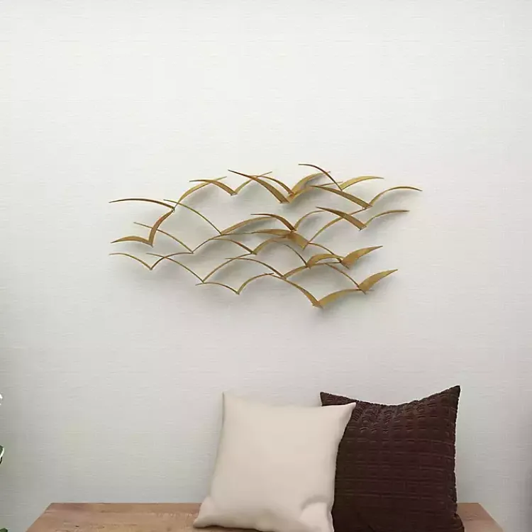 Kirklands Home Metal Flock of Birds Wall Plaque Gold Hot