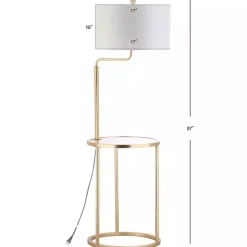 Kirklands Home Gold Metal Floor Lamp with Round Side Table White