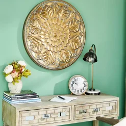 Kirklands Home Metal Floral Embossed Wall Sculpture Gold Outlet