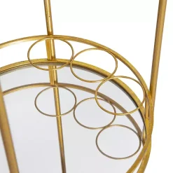 Kirklands Home Gold Metal Frame Bar Cart with Mirrored Shelves