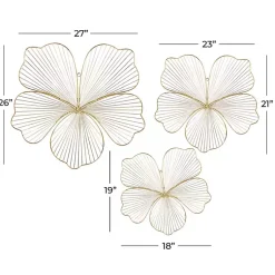 Kirklands Home Metal Frame Floral Wall Plaques, Set of 3 Gold Sale