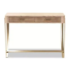 Kirklands Home Gold Metal Frame Two-Drawer Console Table Outlet