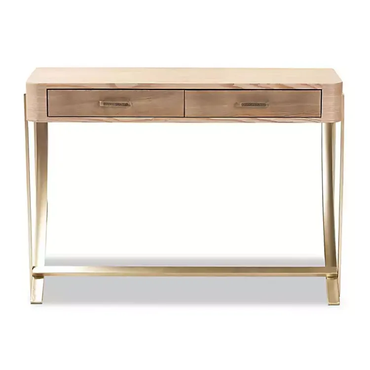 Kirklands Home Gold Metal Frame Two-Drawer Console Table Outlet