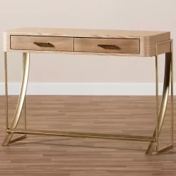 Kirklands Home Gold Metal Frame Two-Drawer Console Table Outlet