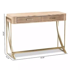 Kirklands Home Gold Metal Frame Two-Drawer Console Table Outlet