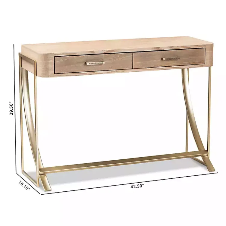 Kirklands Home Gold Metal Frame Two-Drawer Console Table Outlet