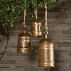 Decorative Accents>Kirklands Home Metal Hanging Bells, Set of 3 Gold