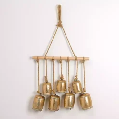 Christmas Art & Wall Decor>Kirklands Home Metal Hanging Bells Wall Decoration Gold