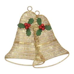 Christmas Art & Wall Decor>Kirklands Home Metal Holiday Bells Wall Plaque Gold