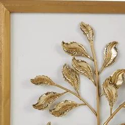 Kirklands Home Gold Metal Leaves Framed Wall Plaques, Set of 2 Hot