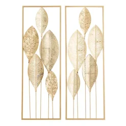 Kirklands Home Metal Leaves Wall Plaques, Set of 2 Gold