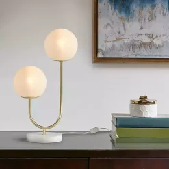Kirklands Home Gold Metal 2-Light Zusa Modern Table Lamp White Best