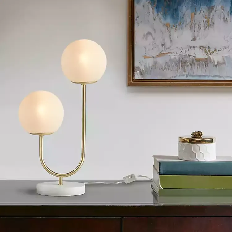Kirklands Home Gold Metal 2-Light Zusa Modern Table Lamp White Best