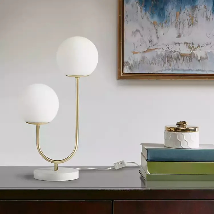 Kirklands Home Gold Metal 2-Light Zusa Modern Table Lamp White Best