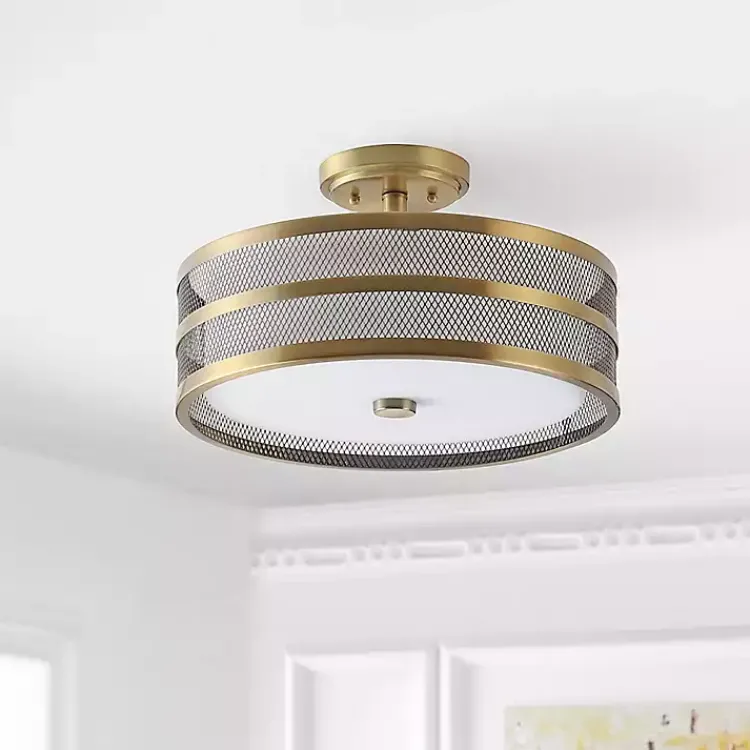 Kirklands Home Metal Mesh Flush Mount Light Gold