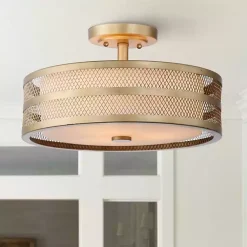 Kirklands Home Metal Mesh Flush Mount Light Gold