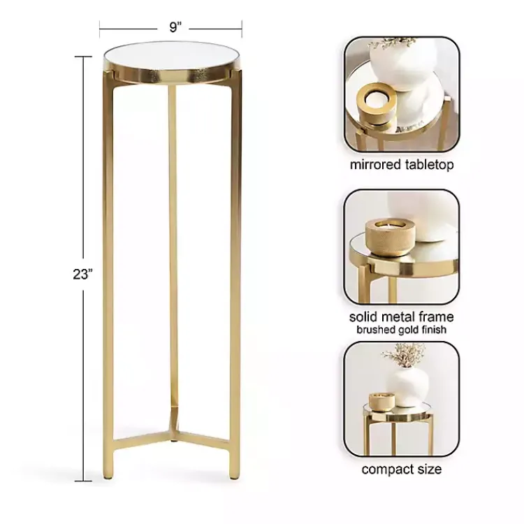 Kirklands Home Metal Mirrored Tabletop Aguilar Drink Table Gold Online