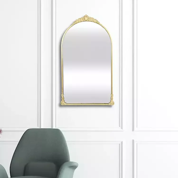 Kirklands Home Metal Modern Victorian Wall Mirror Gold Clearance