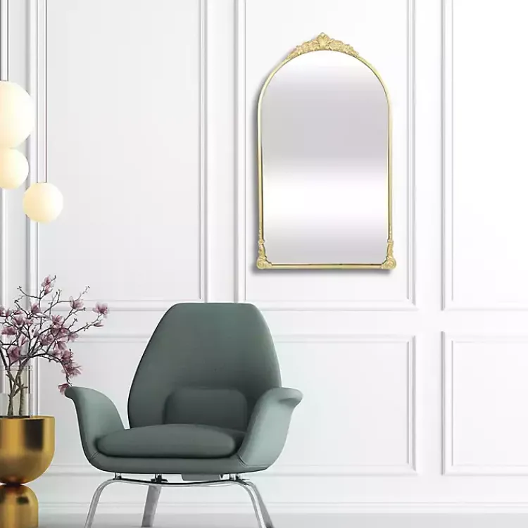 Kirklands Home Metal Modern Victorian Wall Mirror Gold Clearance