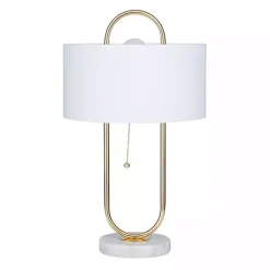 Kirklands Home Metal Open Loop Stem White Round Table Lamp Gold Best