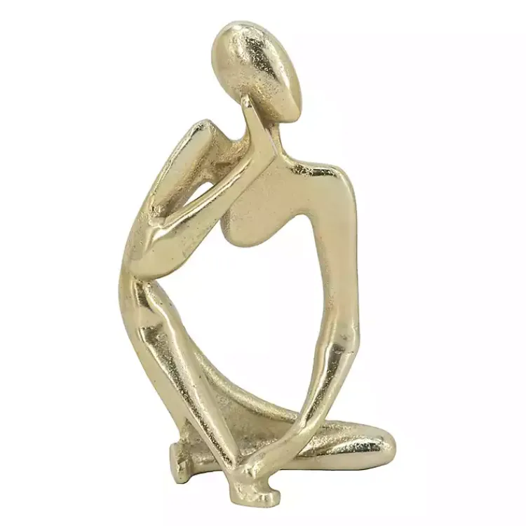 Statues & Figurines>Kirklands Home Metal Pondering Figure II Sculpture Gold
