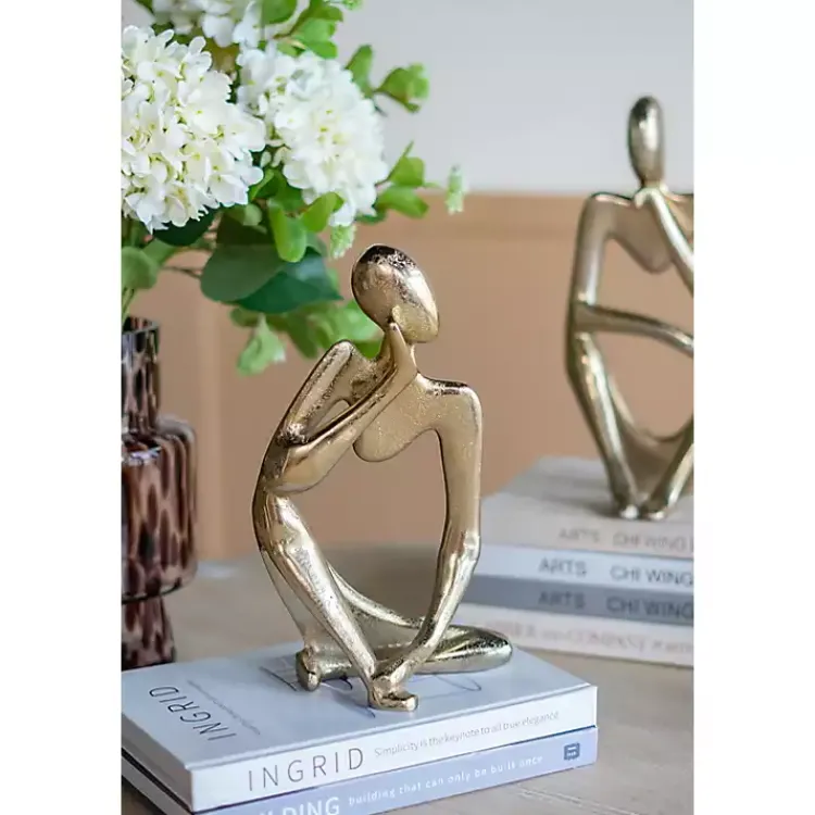 Statues & Figurines>Kirklands Home Metal Pondering Figure II Sculpture Gold